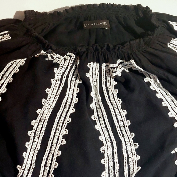 Zara black chiffon beaded boho tunic, M, EUC - Picture 5 of 10